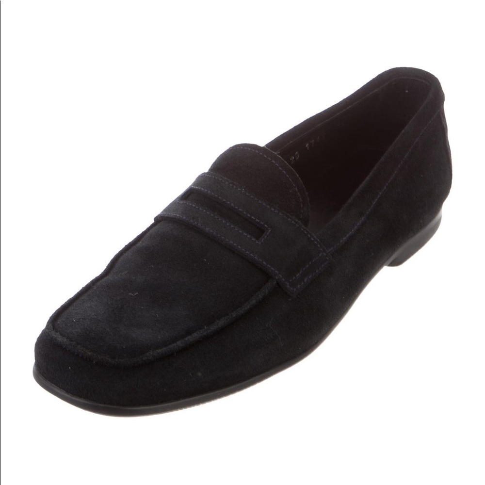 PRADA 🔥Black Suede Penny Loafers